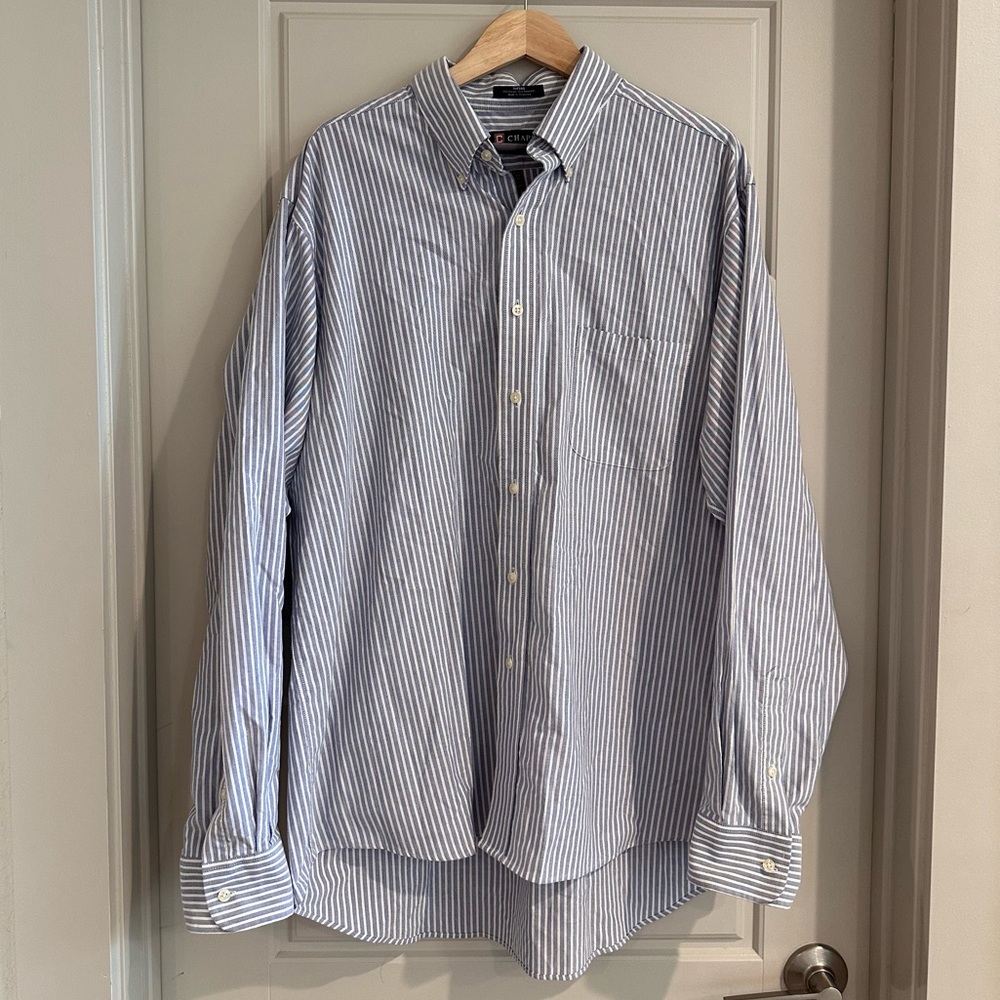 Chaps Oxford Wrinkle Free‎ Striped Button Down Size XL